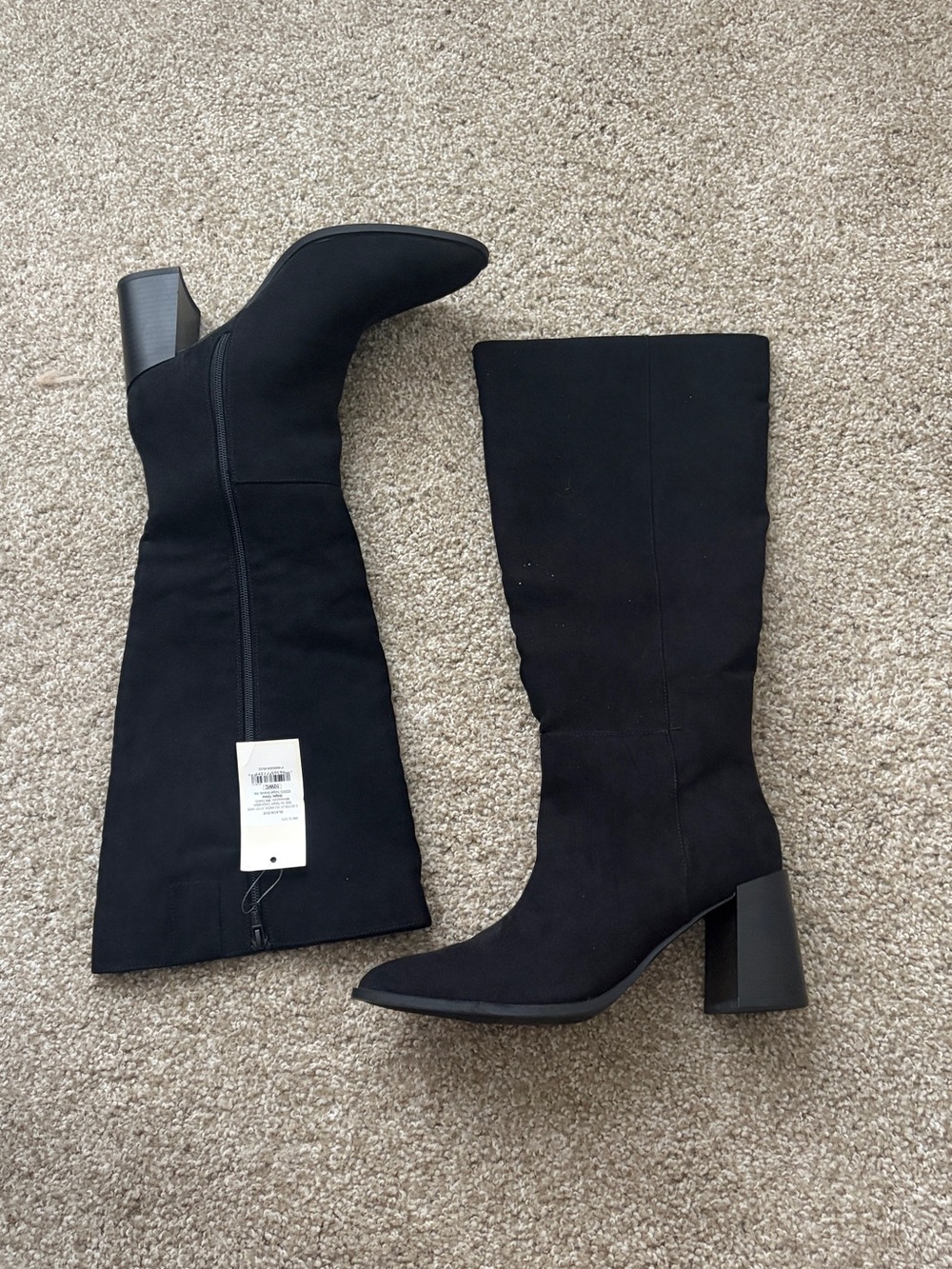 a new day Black Knee-High Block Heel Boots wide calf
